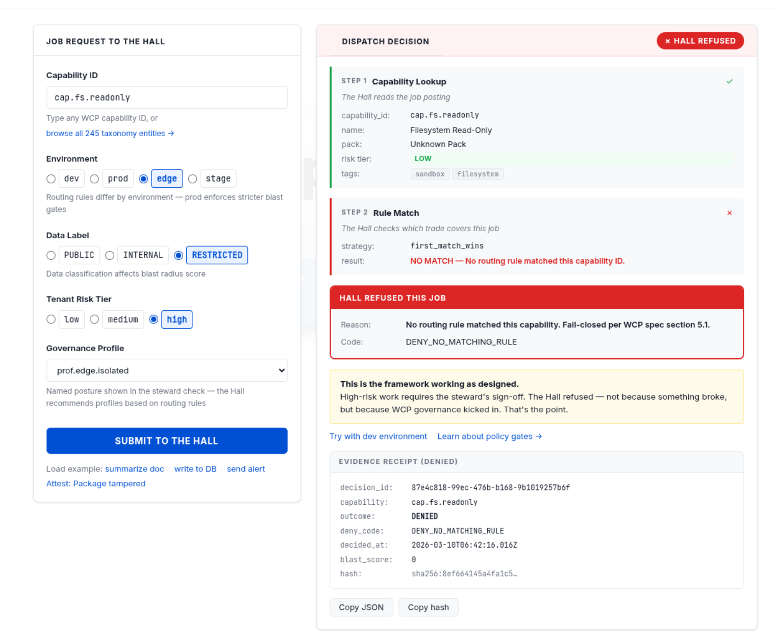 WCP Routing Playground screenshot